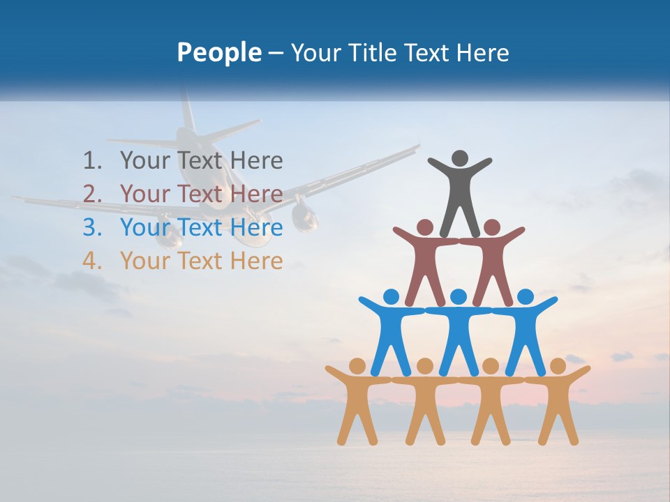An Airplane Flying Over The Ocean At Sunset PowerPoint Template