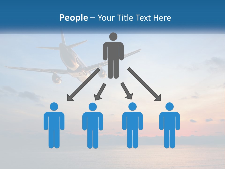 An Airplane Flying Over The Ocean At Sunset PowerPoint Template