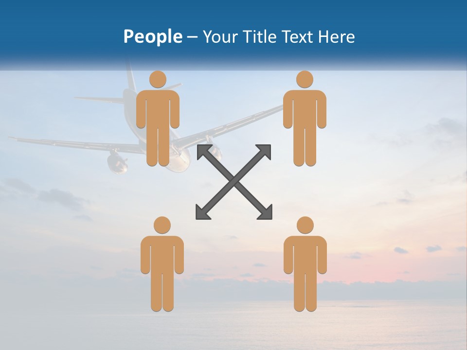 An Airplane Flying Over The Ocean At Sunset PowerPoint Template