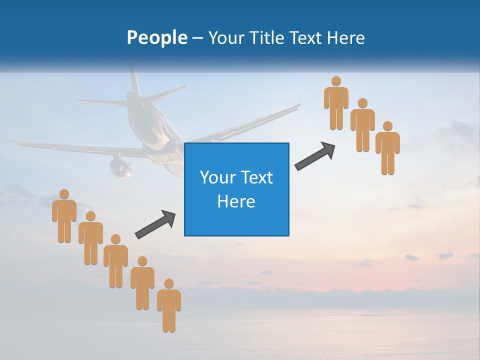 An Airplane Flying Over The Ocean At Sunset PowerPoint Template