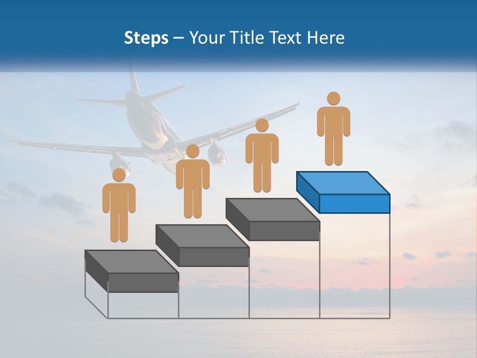 An Airplane Flying Over The Ocean At Sunset PowerPoint Template