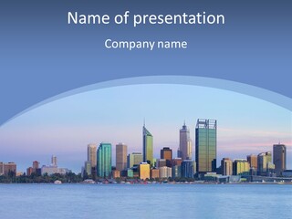 A City Skyline With A Blue Sky In The Background PowerPoint Template