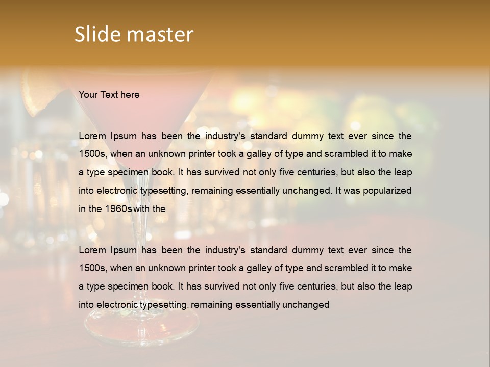 A Red Cocktail Sitting On Top Of A Wooden Table PowerPoint Template