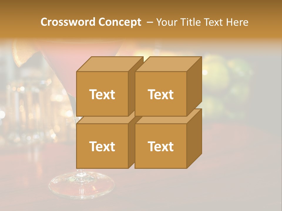 A Red Cocktail Sitting On Top Of A Wooden Table PowerPoint Template