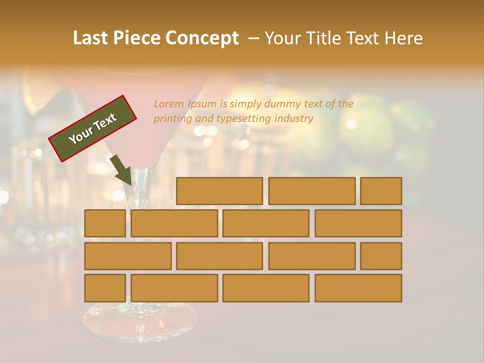 A Red Cocktail Sitting On Top Of A Wooden Table PowerPoint Template