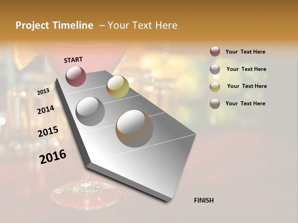 A Red Cocktail Sitting On Top Of A Wooden Table PowerPoint Template
