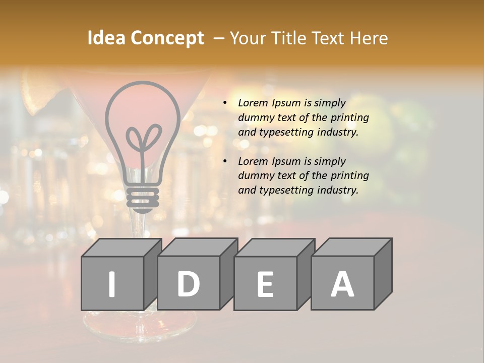 A Red Cocktail Sitting On Top Of A Wooden Table PowerPoint Template