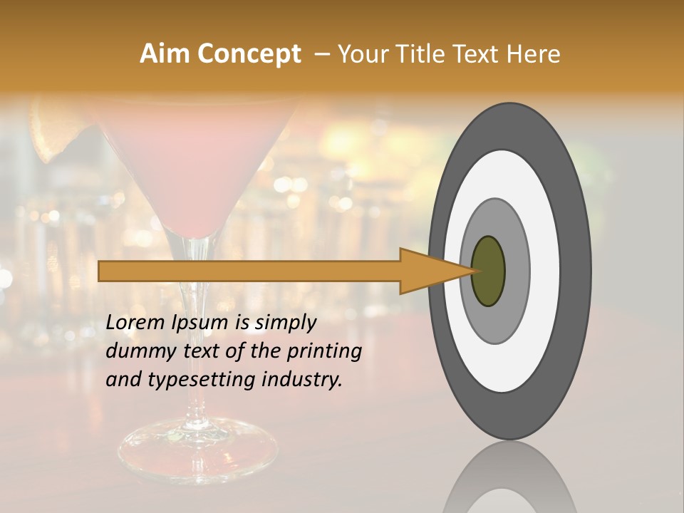 A Red Cocktail Sitting On Top Of A Wooden Table PowerPoint Template
