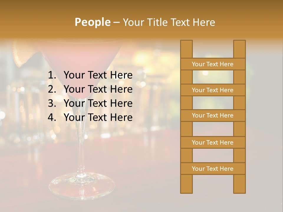 A Red Cocktail Sitting On Top Of A Wooden Table PowerPoint Template