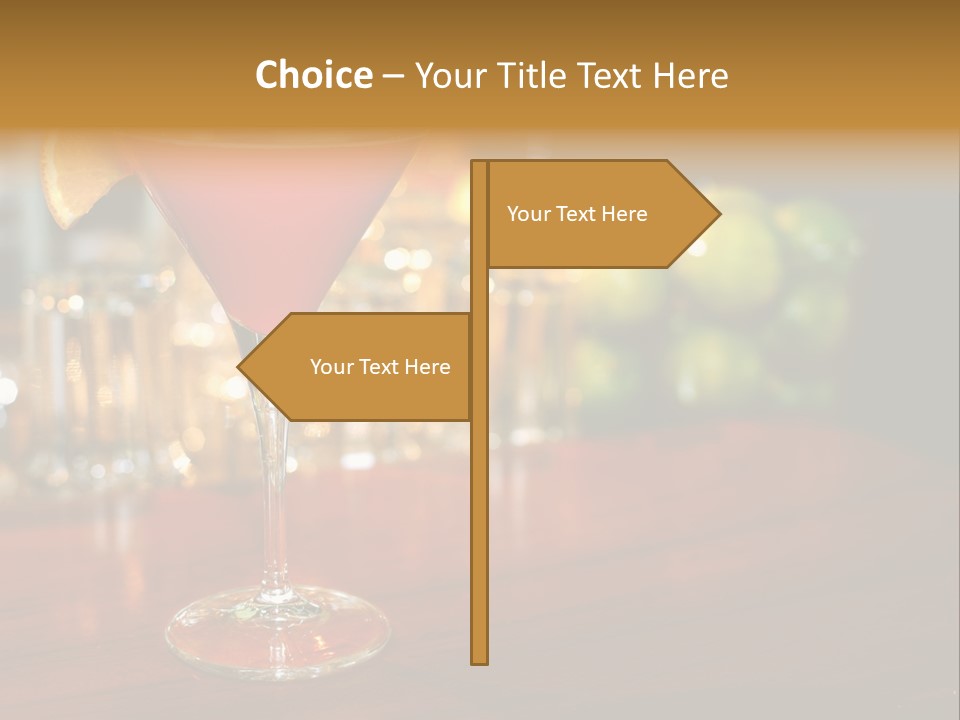A Red Cocktail Sitting On Top Of A Wooden Table PowerPoint Template