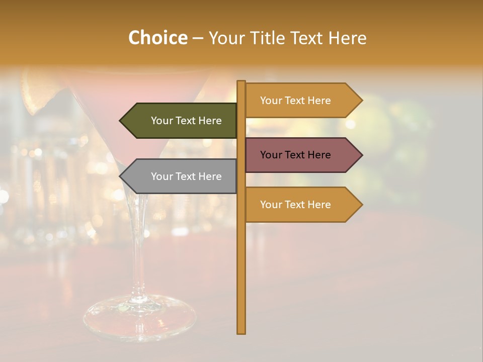 A Red Cocktail Sitting On Top Of A Wooden Table PowerPoint Template