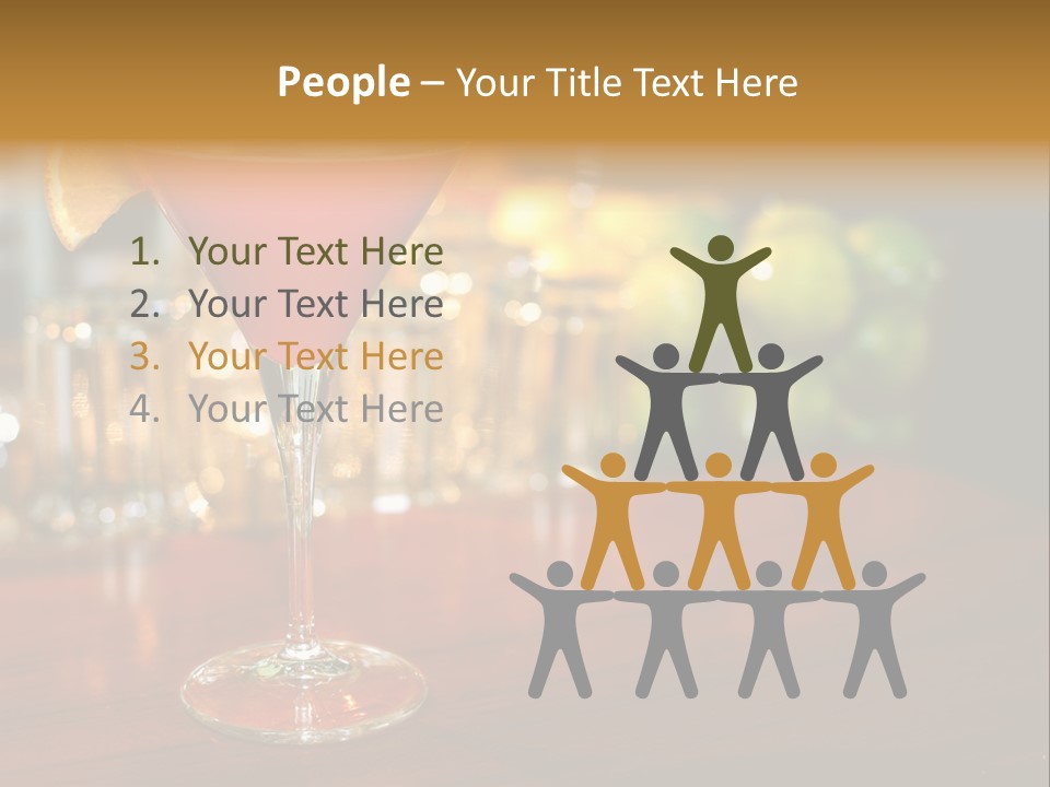 A Red Cocktail Sitting On Top Of A Wooden Table PowerPoint Template