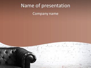 A Black Leather Chair Sitting In Front Of A Brick Wall PowerPoint Template