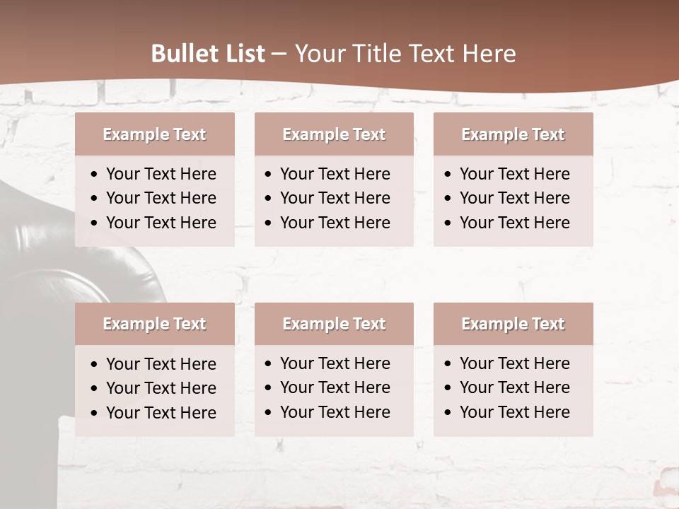 A Black Leather Chair Sitting In Front Of A Brick Wall PowerPoint Template
