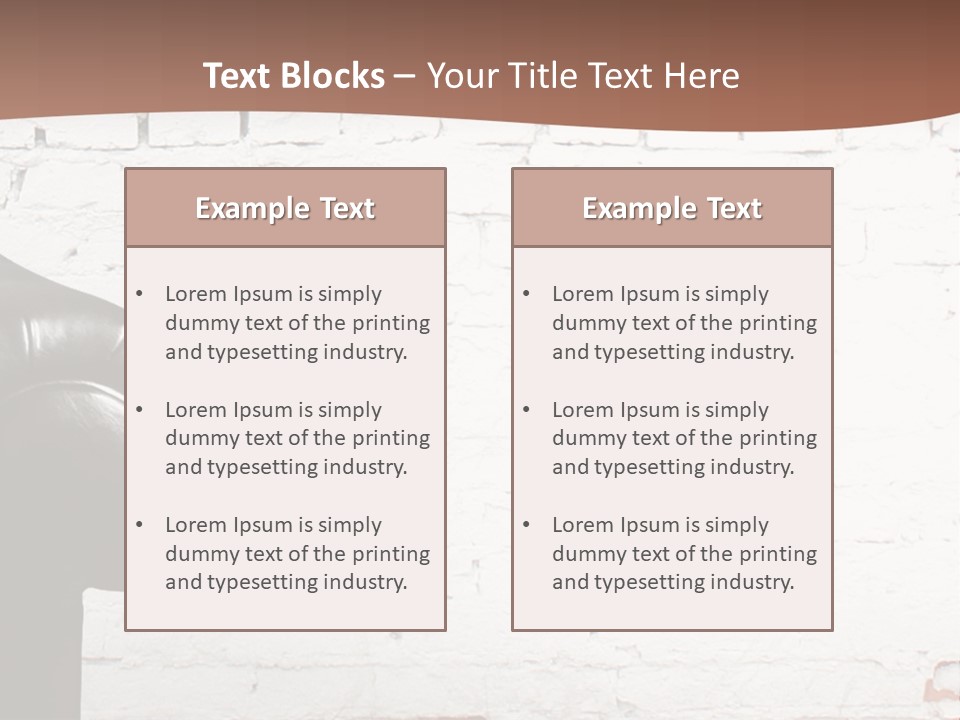 A Black Leather Chair Sitting In Front Of A Brick Wall PowerPoint Template