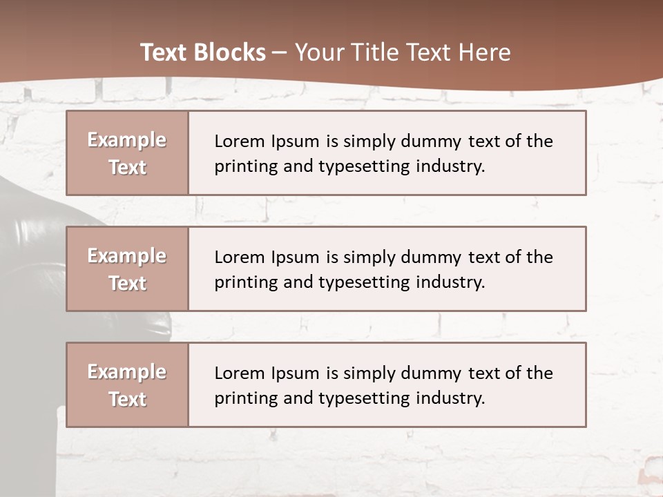 A Black Leather Chair Sitting In Front Of A Brick Wall PowerPoint Template