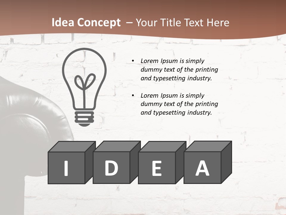 A Black Leather Chair Sitting In Front Of A Brick Wall PowerPoint Template