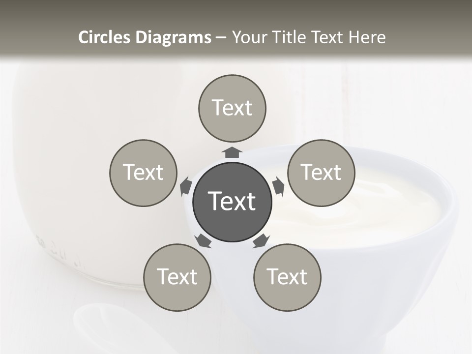 A Bowl Of Yogurt Next To A Bottle Of Milk PowerPoint Template
