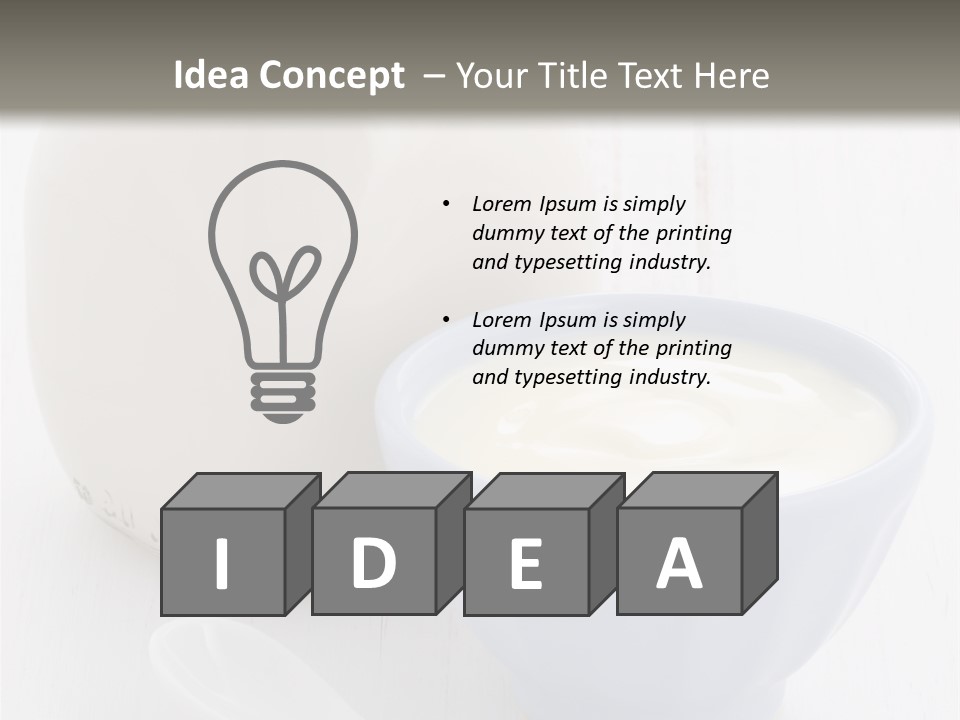 A Bowl Of Yogurt Next To A Bottle Of Milk PowerPoint Template