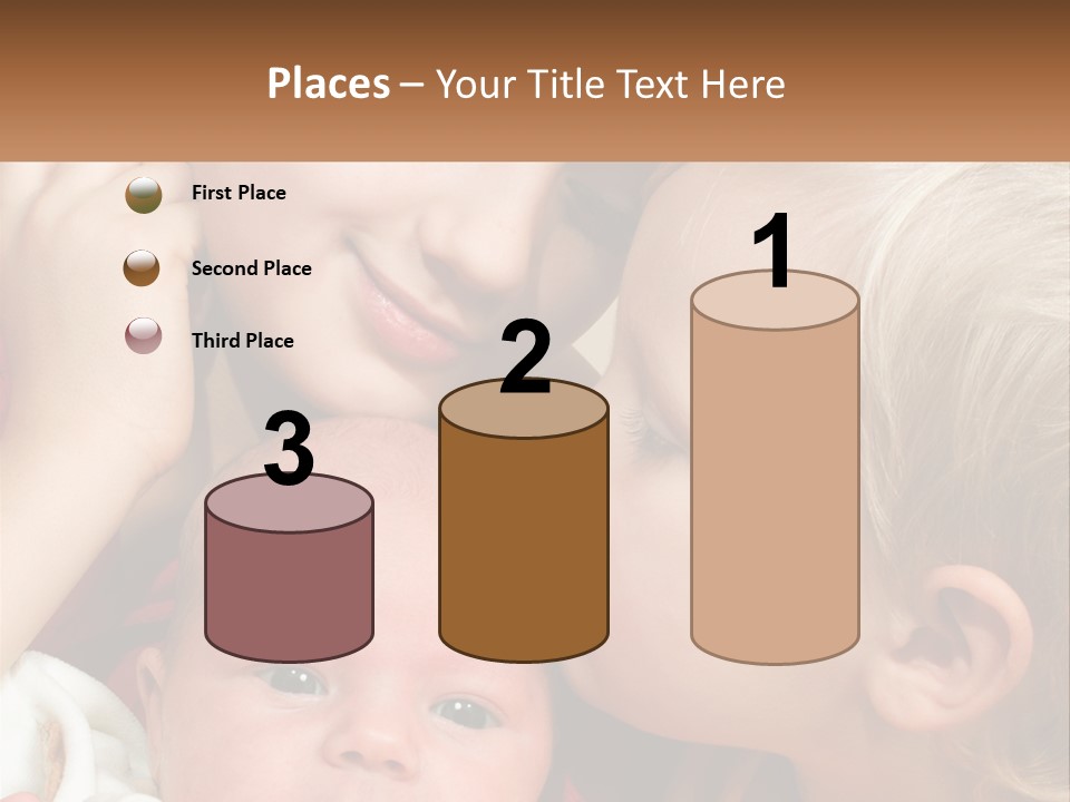 A Group Of Young Children Kissing Each Other PowerPoint Template