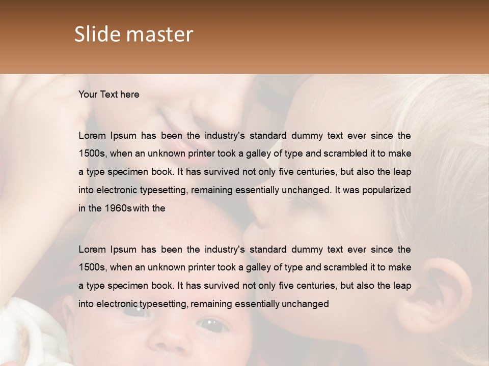 A Group Of Young Children Kissing Each Other PowerPoint Template