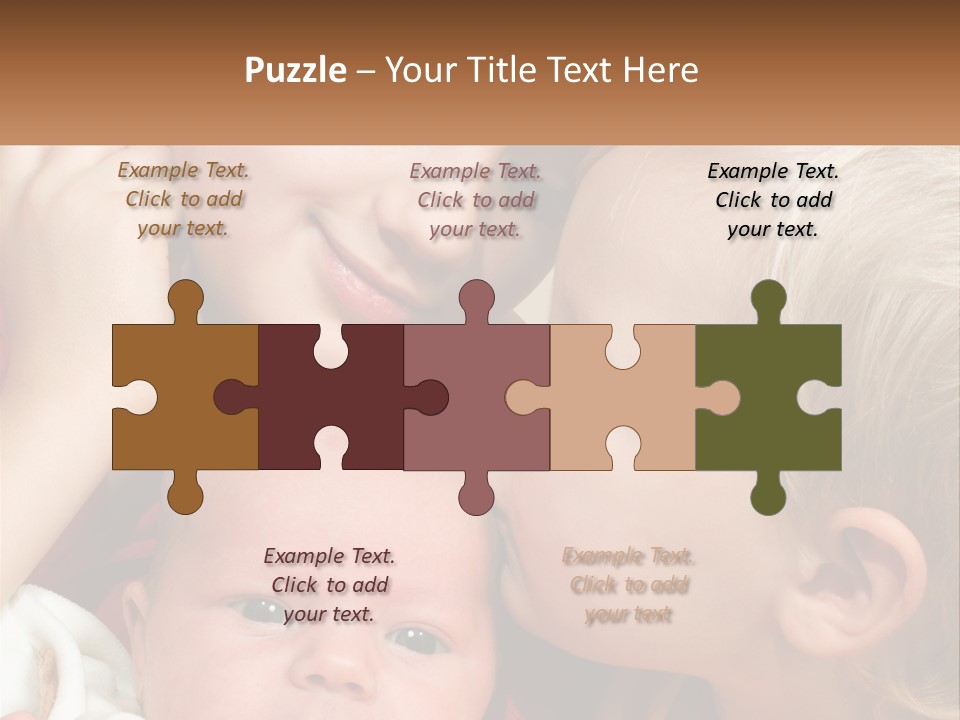 A Group Of Young Children Kissing Each Other PowerPoint Template