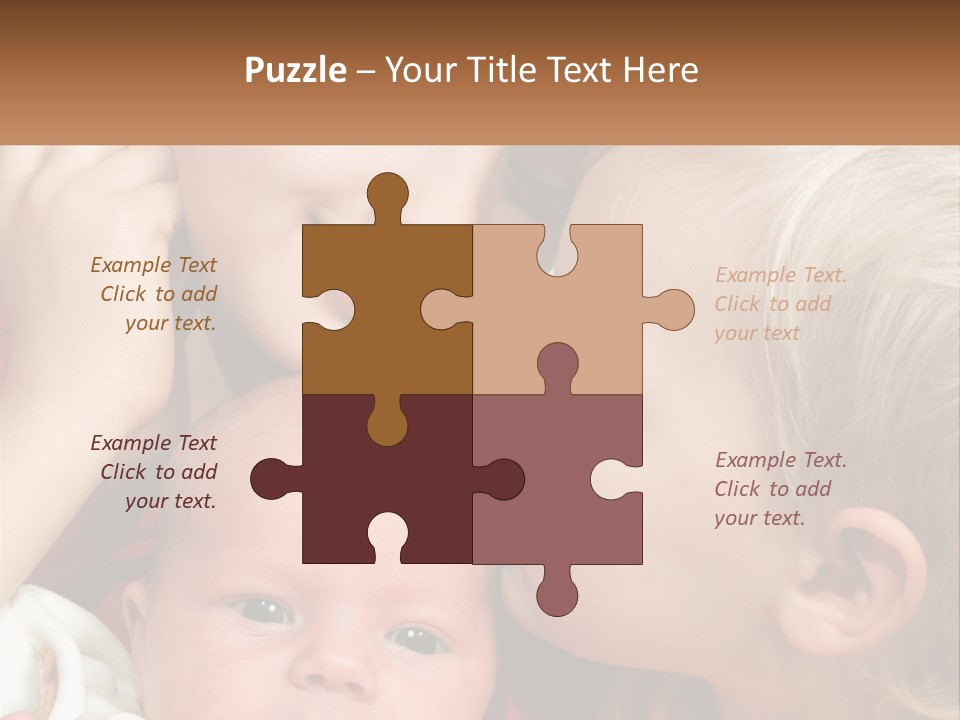 A Group Of Young Children Kissing Each Other PowerPoint Template