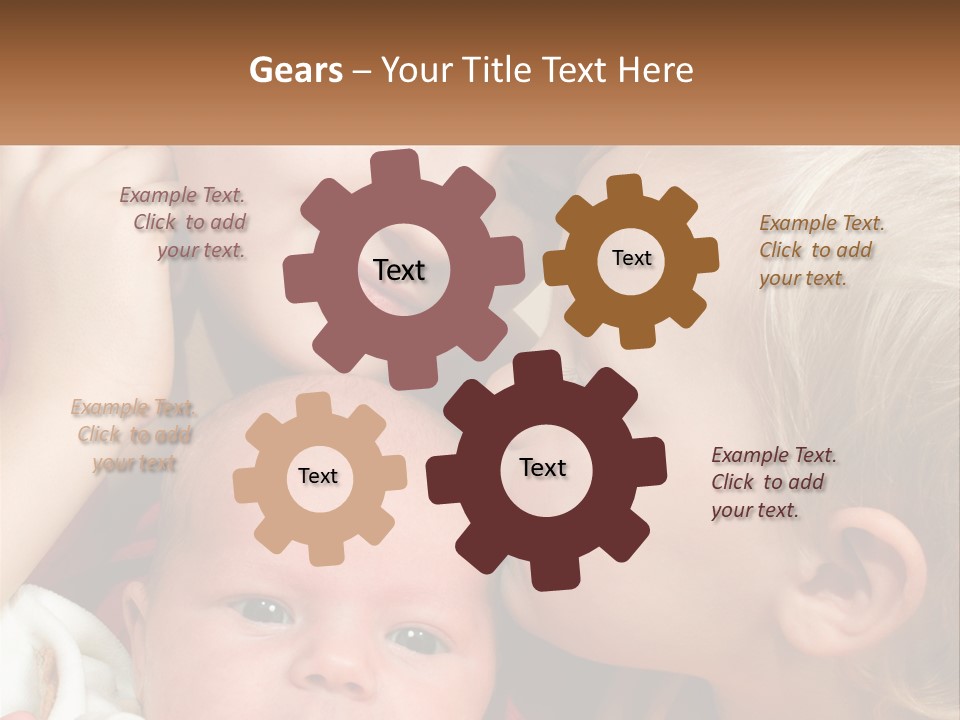 A Group Of Young Children Kissing Each Other PowerPoint Template