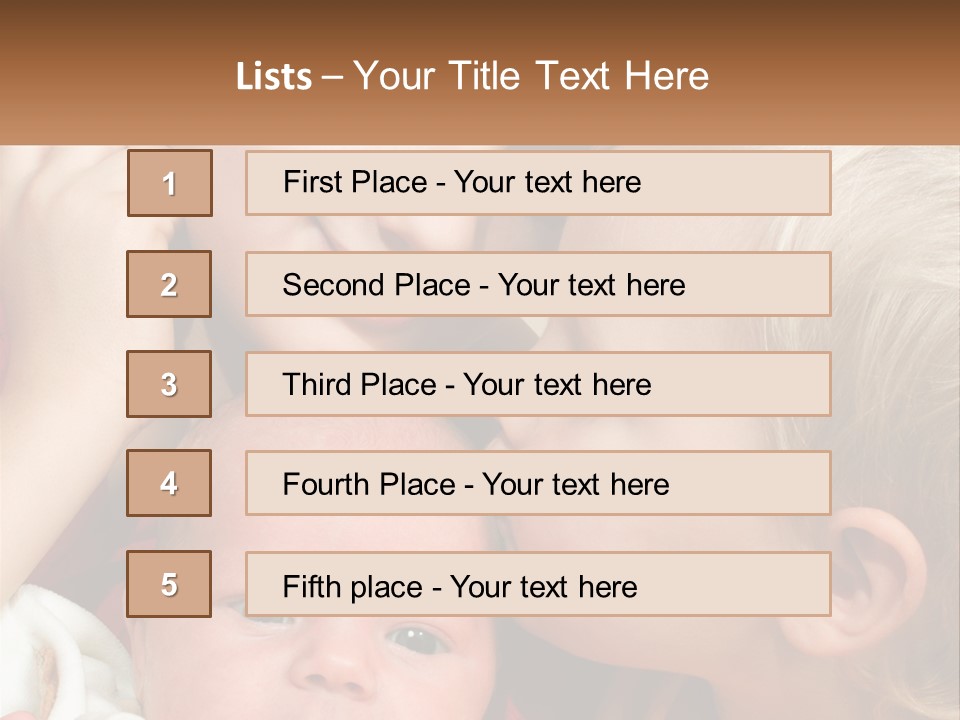 A Group Of Young Children Kissing Each Other PowerPoint Template