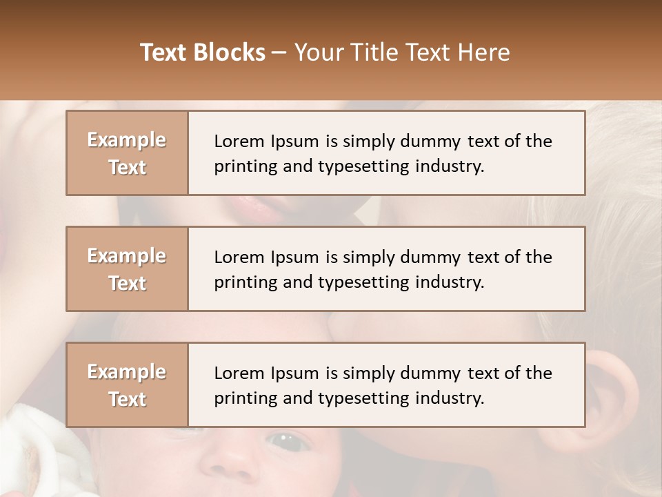 A Group Of Young Children Kissing Each Other PowerPoint Template