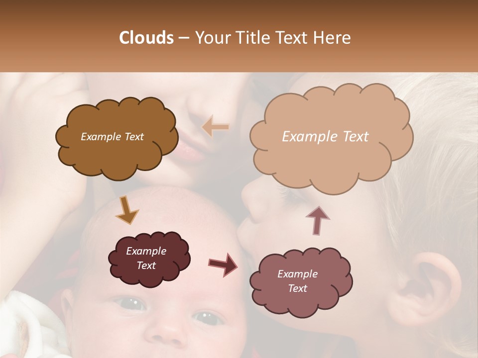 A Group Of Young Children Kissing Each Other PowerPoint Template