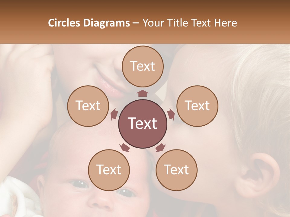 A Group Of Young Children Kissing Each Other PowerPoint Template