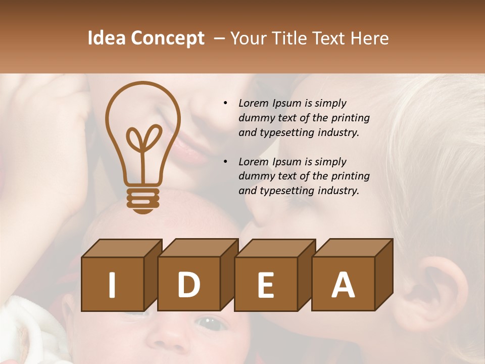 A Group Of Young Children Kissing Each Other PowerPoint Template