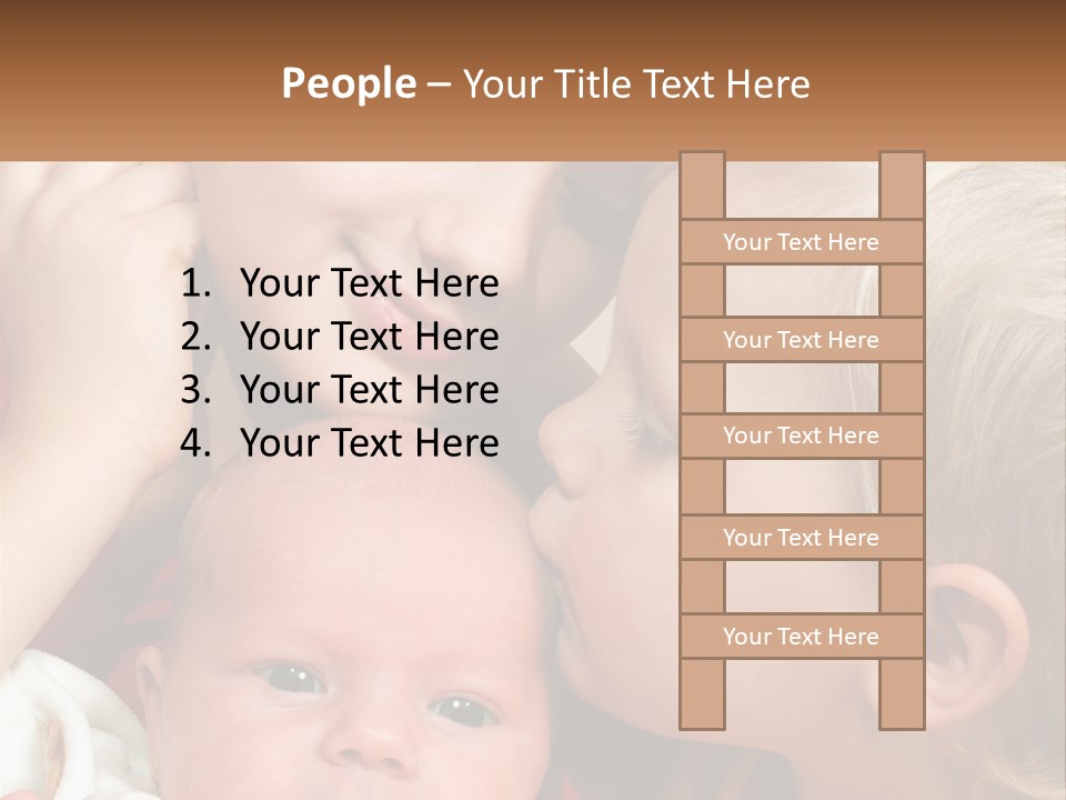 A Group Of Young Children Kissing Each Other PowerPoint Template