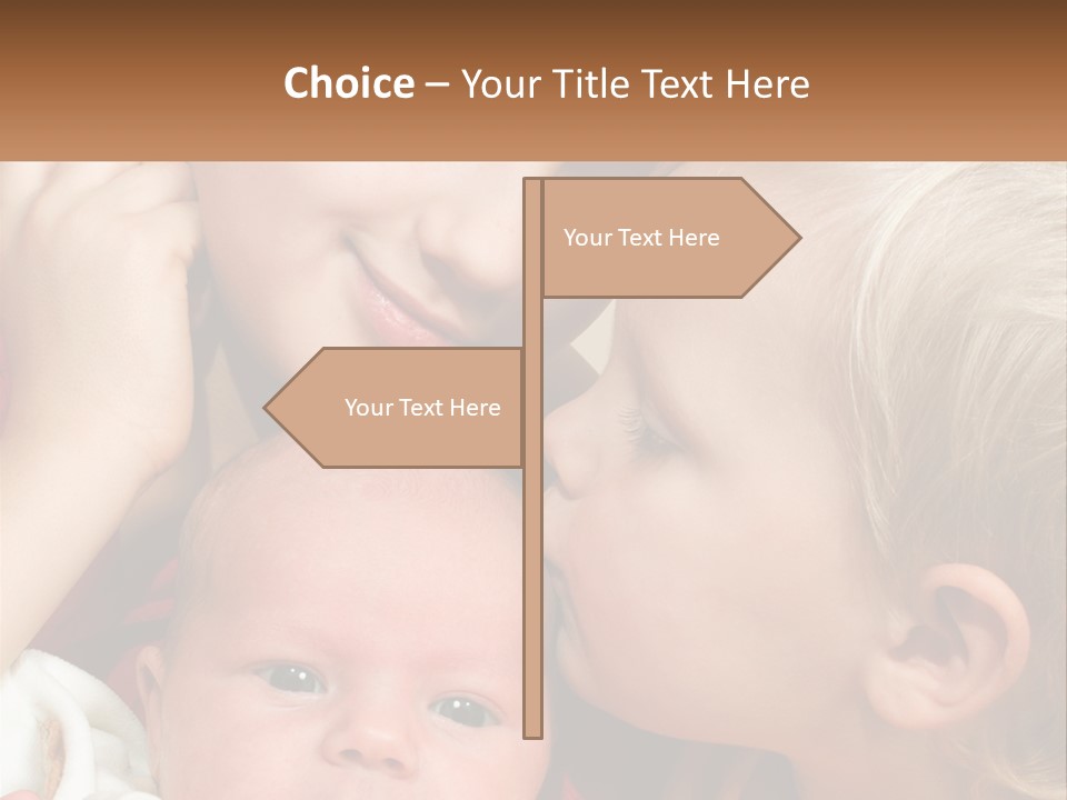 A Group Of Young Children Kissing Each Other PowerPoint Template