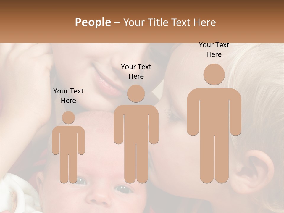 A Group Of Young Children Kissing Each Other PowerPoint Template