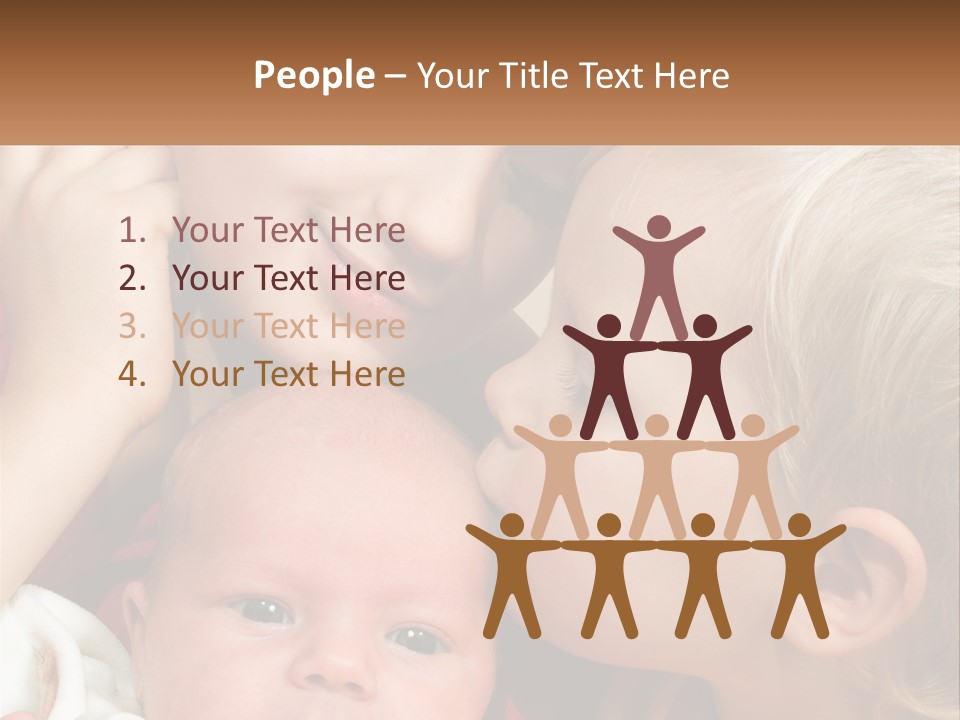 A Group Of Young Children Kissing Each Other PowerPoint Template