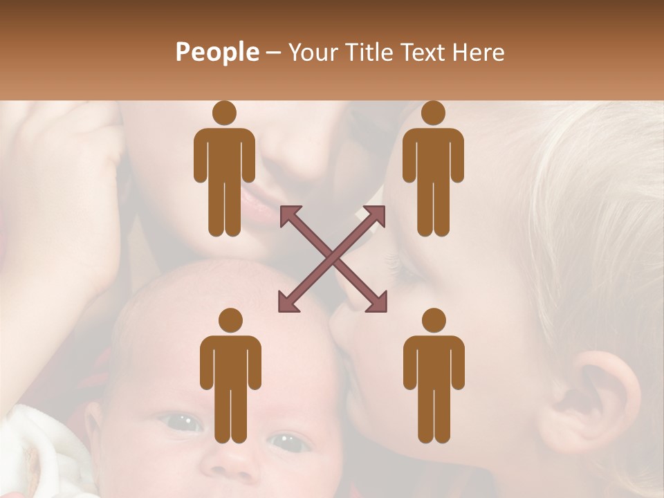 A Group Of Young Children Kissing Each Other PowerPoint Template