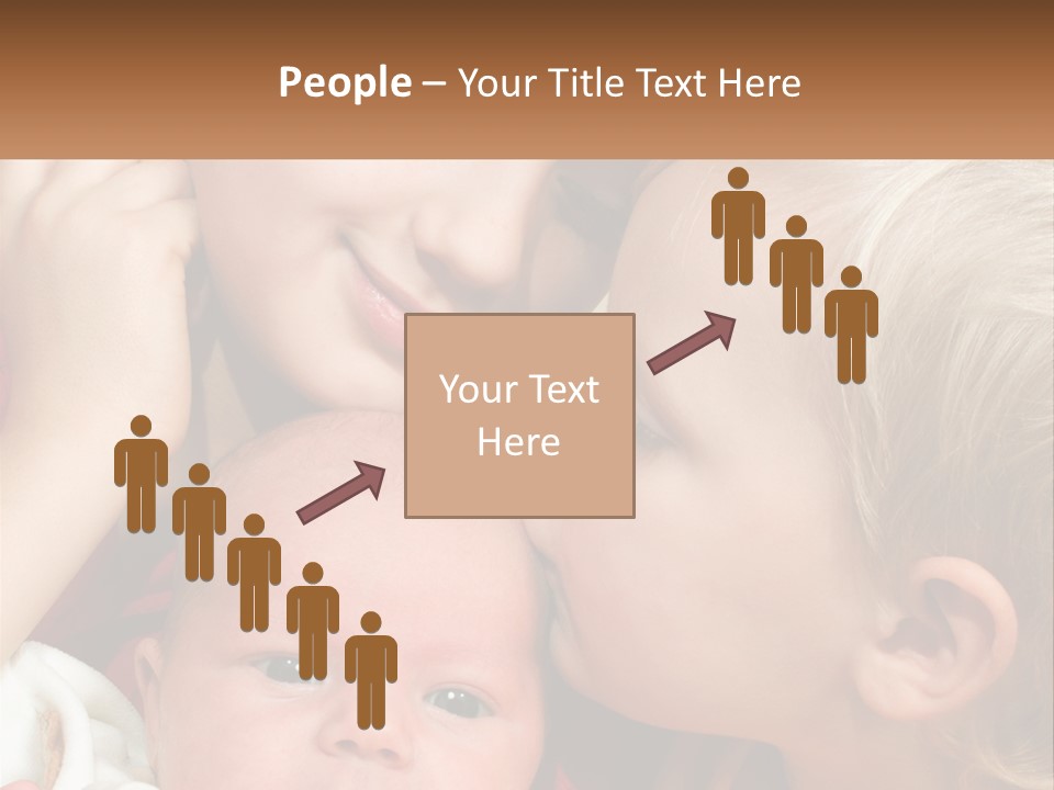 A Group Of Young Children Kissing Each Other PowerPoint Template
