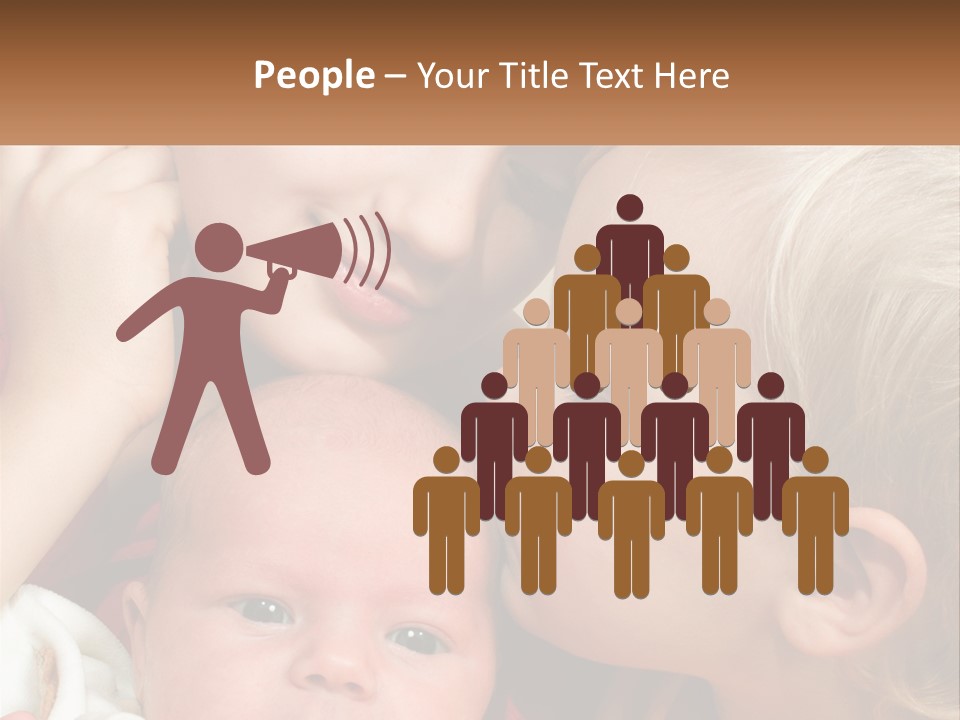 A Group Of Young Children Kissing Each Other PowerPoint Template