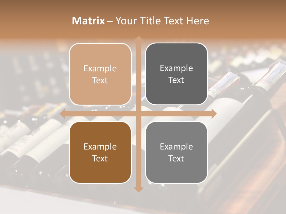 A Row Of Wine Bottles Sitting On Top Of A Wooden Table PowerPoint Template