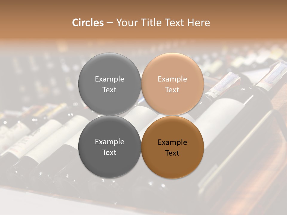 A Row Of Wine Bottles Sitting On Top Of A Wooden Table PowerPoint Template