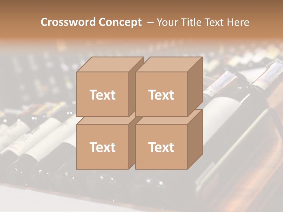 A Row Of Wine Bottles Sitting On Top Of A Wooden Table PowerPoint Template
