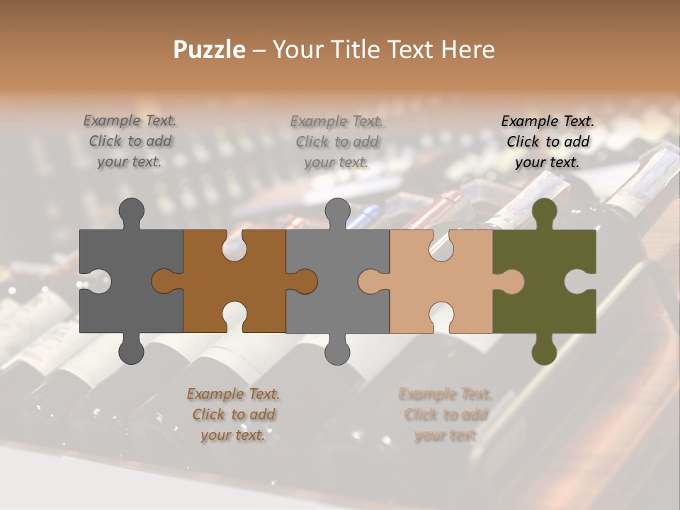 A Row Of Wine Bottles Sitting On Top Of A Wooden Table PowerPoint Template