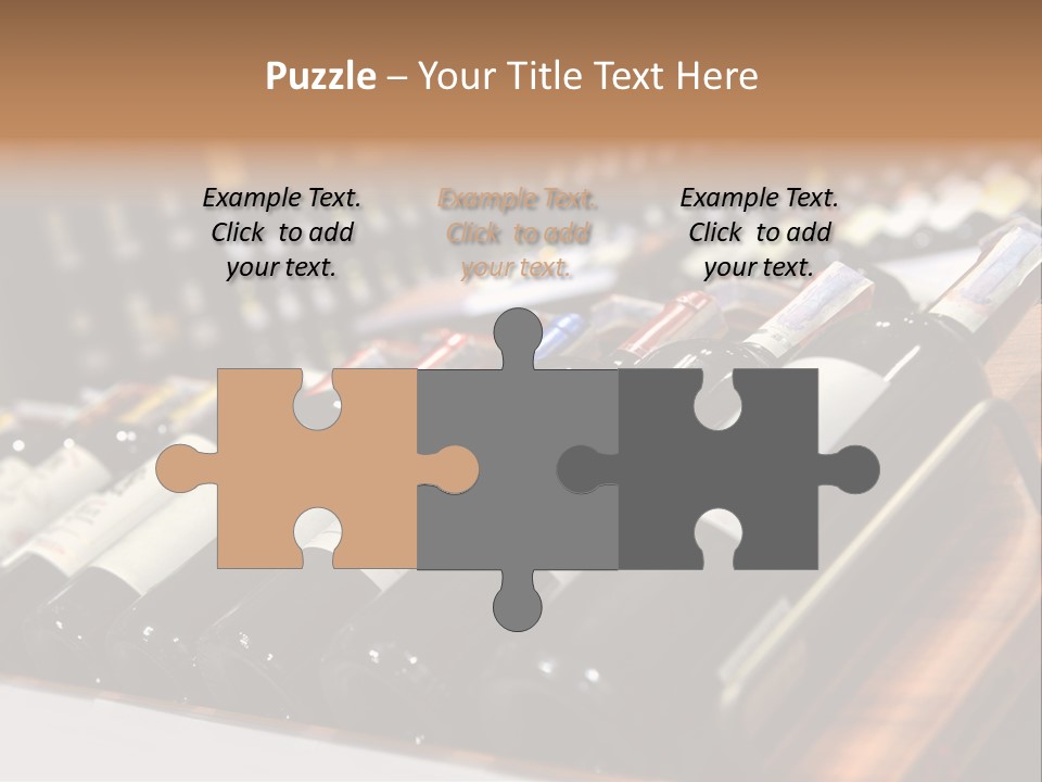 A Row Of Wine Bottles Sitting On Top Of A Wooden Table PowerPoint Template