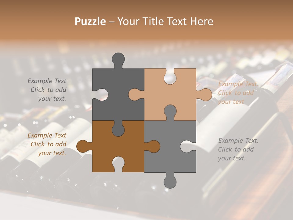 A Row Of Wine Bottles Sitting On Top Of A Wooden Table PowerPoint Template