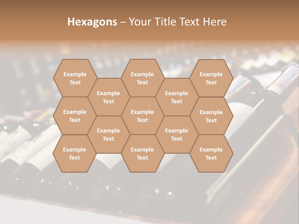 A Row Of Wine Bottles Sitting On Top Of A Wooden Table PowerPoint Template