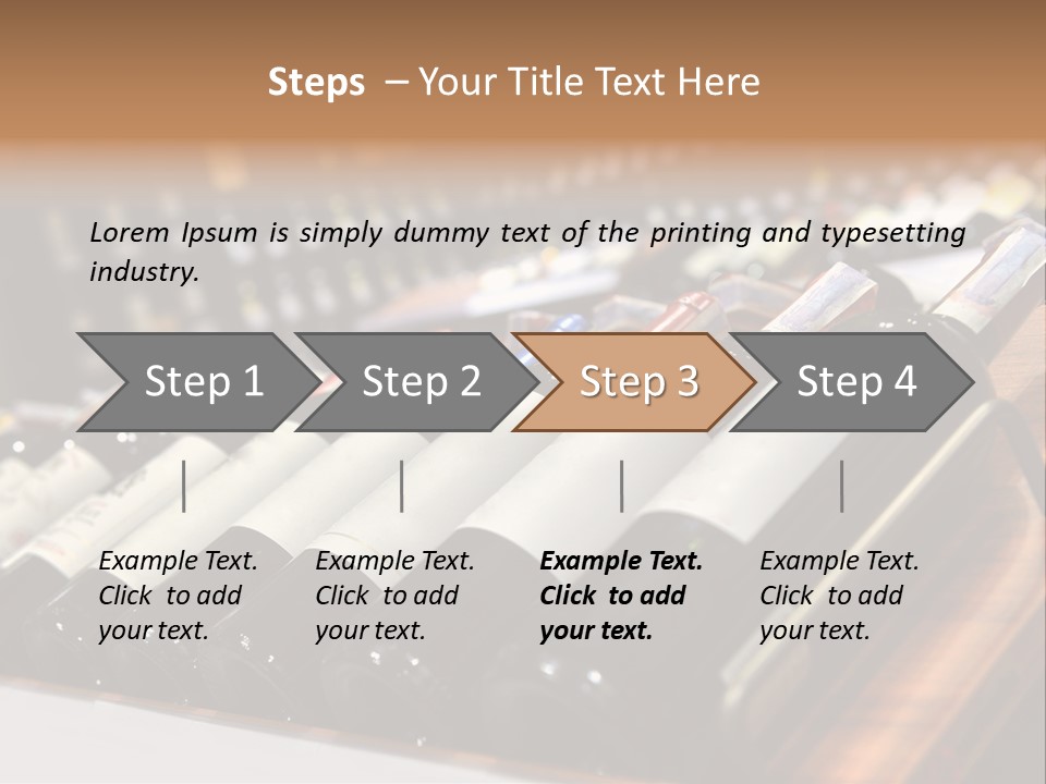 A Row Of Wine Bottles Sitting On Top Of A Wooden Table PowerPoint Template