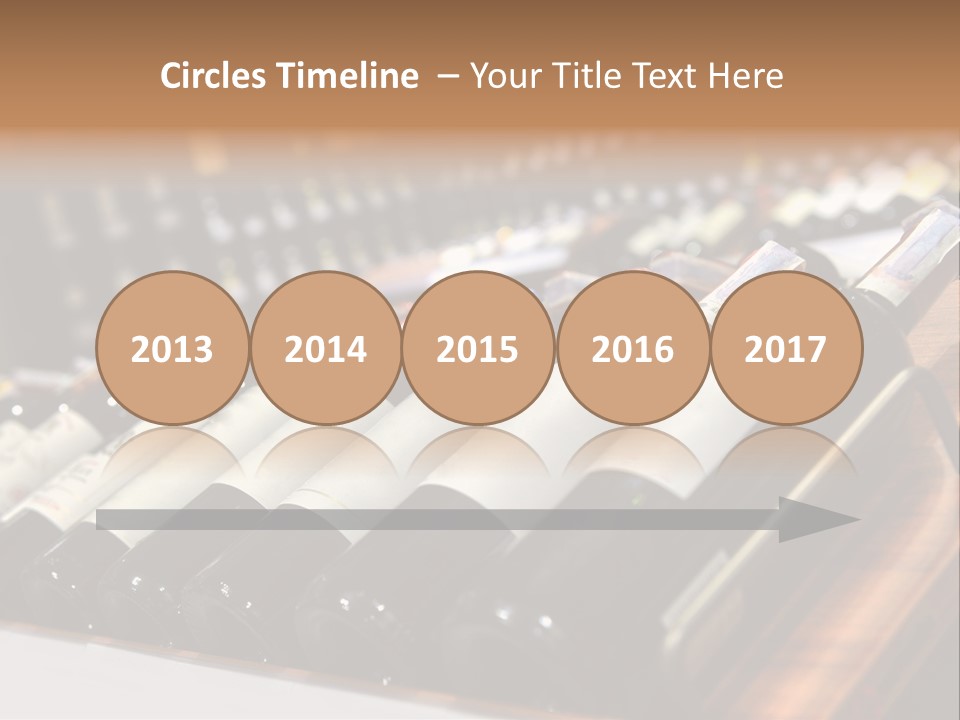 A Row Of Wine Bottles Sitting On Top Of A Wooden Table PowerPoint Template