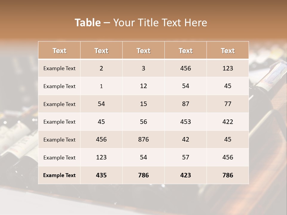 A Row Of Wine Bottles Sitting On Top Of A Wooden Table PowerPoint Template